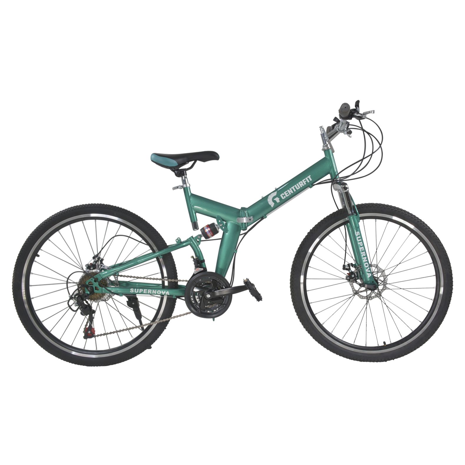 Bicicleta de Montaña Centurfit mkz-bicplemo26tu color Verde Plegable R26 Freno de Disco 21 Vel