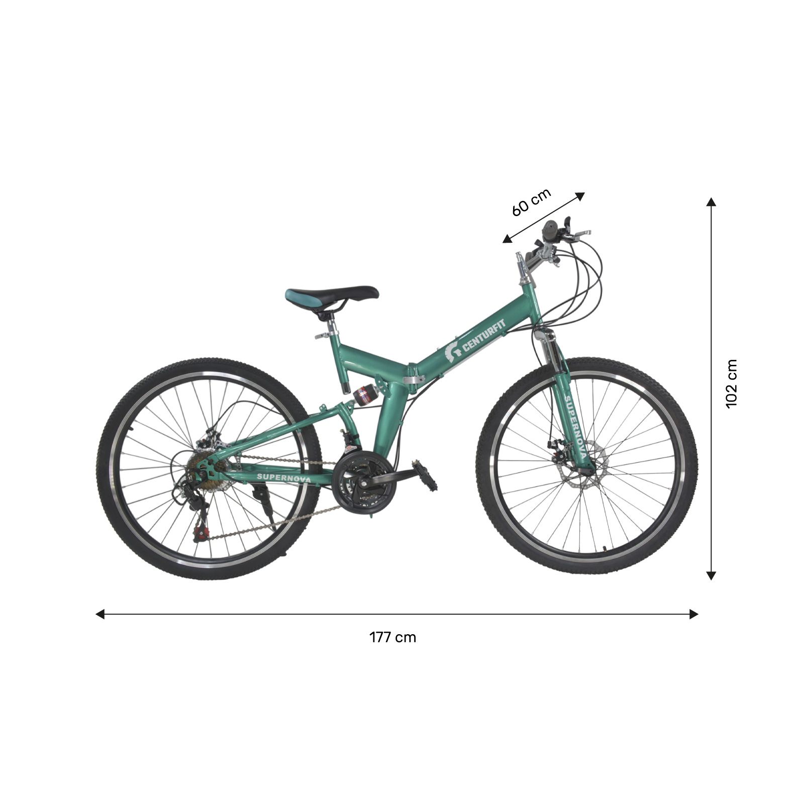 Foto 4 pulgar | Bicicleta de Montaña Centurfit mkz-bicplemo26tu color Verde Plegable R26 Freno de Disco 21 Vel