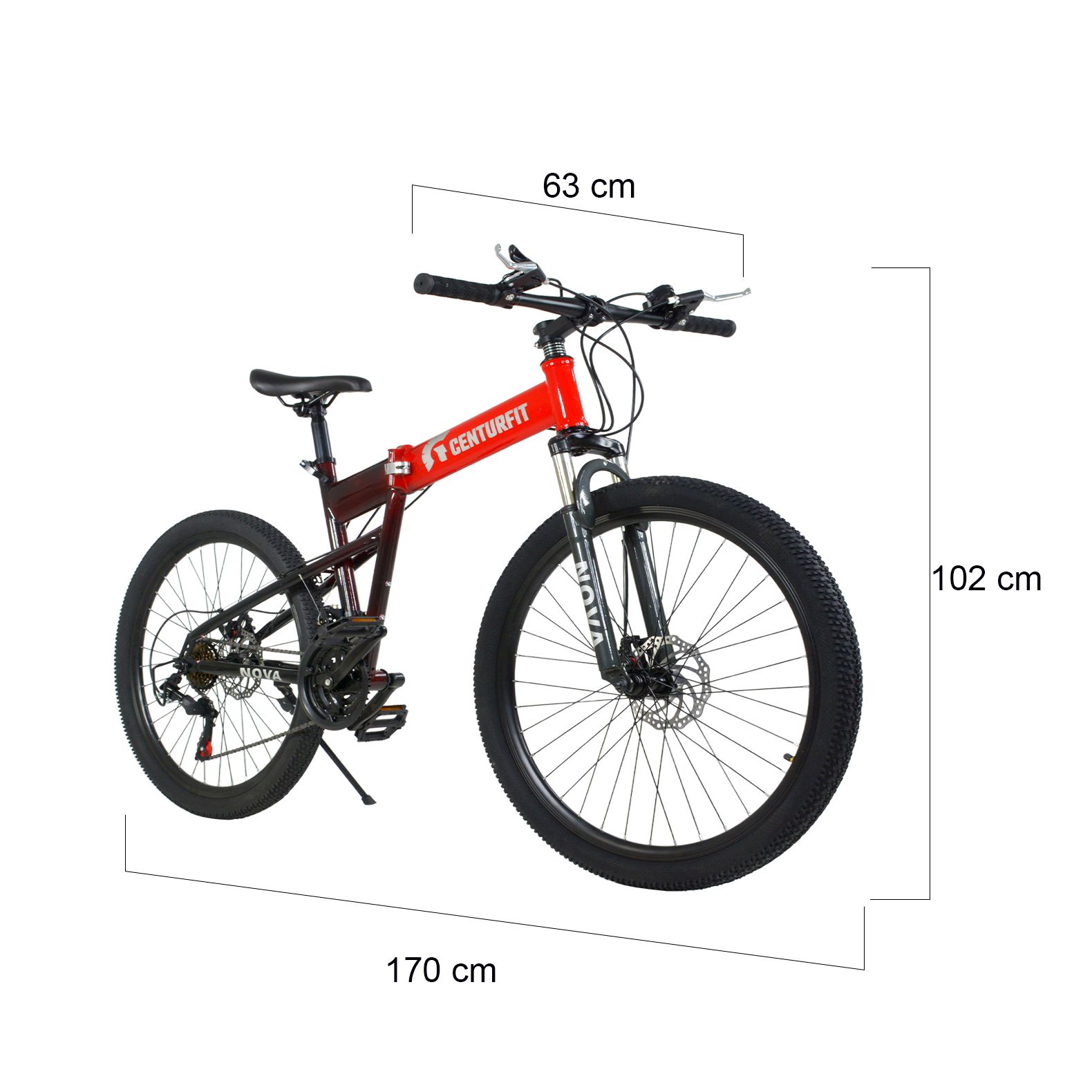 Foto 4 pulgar | Bicicleta Plegable de Montaña Centurfit color Rojo R26 21 Velocidades