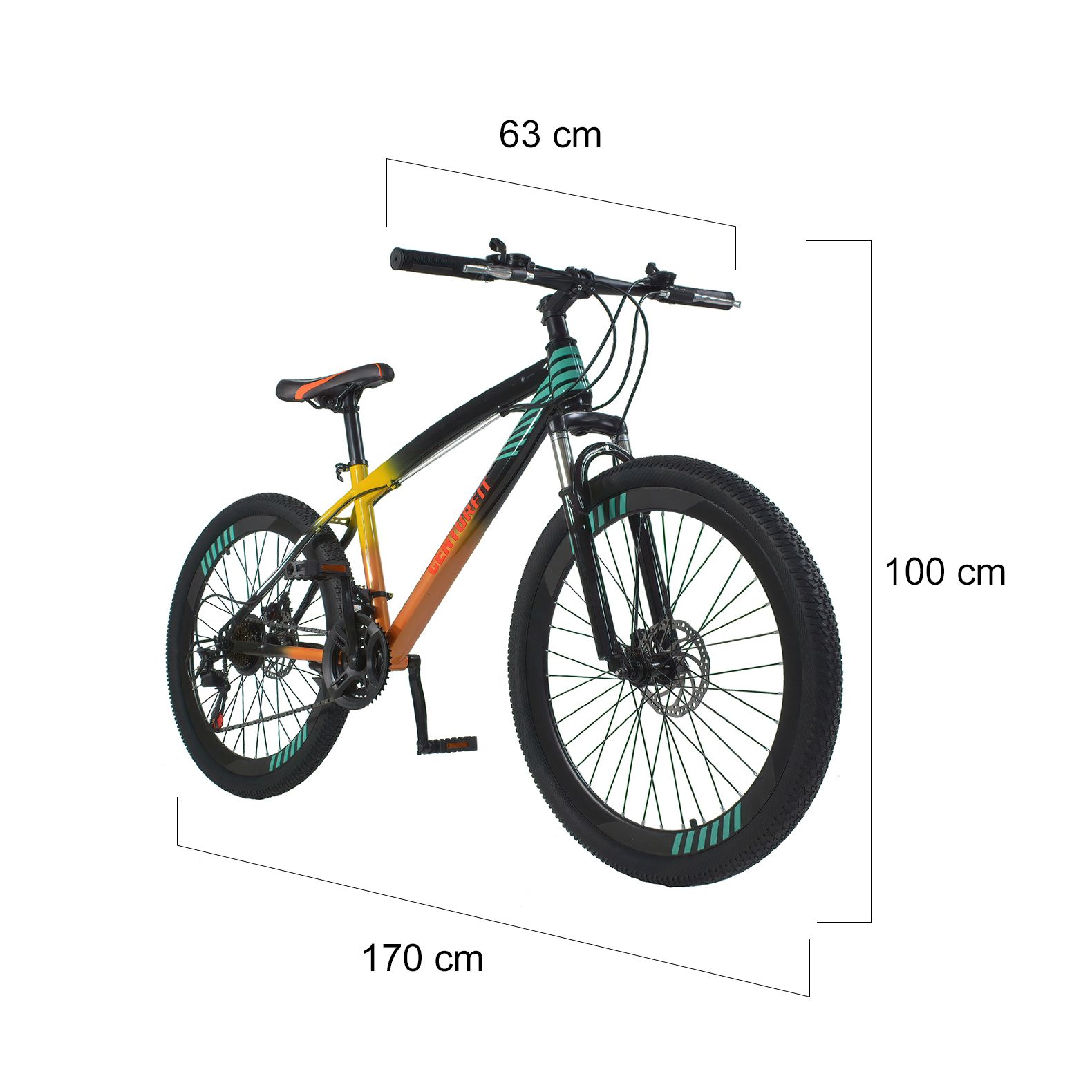 Foto 4 pulgar | Bicicleta Montaña Pro Centurfit Multicolor R26 Frenos de Disco 21 Velocidades