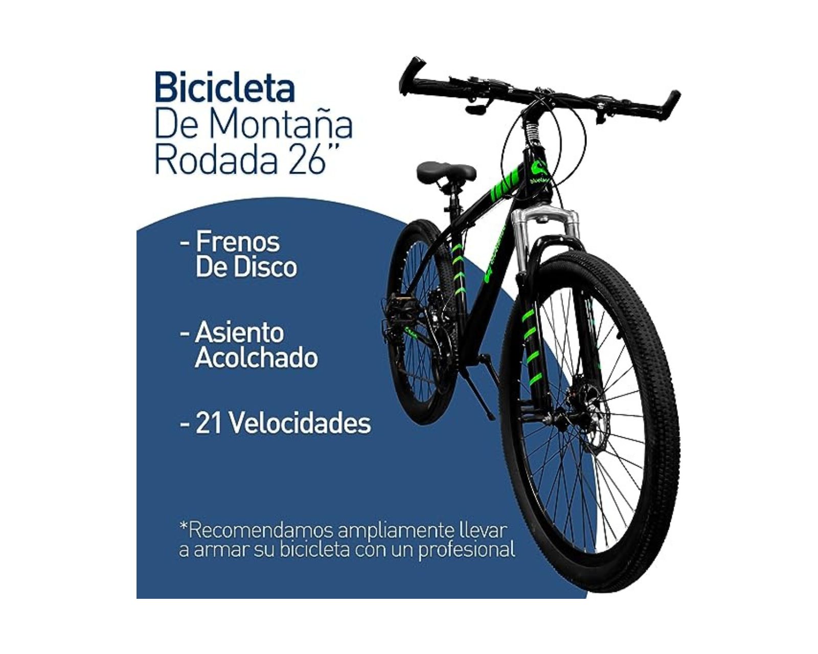 Foto 4 pulgar | Bicicleta De Montaña Bluelander 21 velocidades color Negro Rodada 26 Doble Freno y Rines de Aluminio