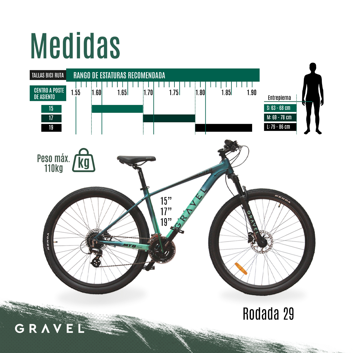 Foto 3 pulgar | Bicicleta de Montaña Gravel Andes C15