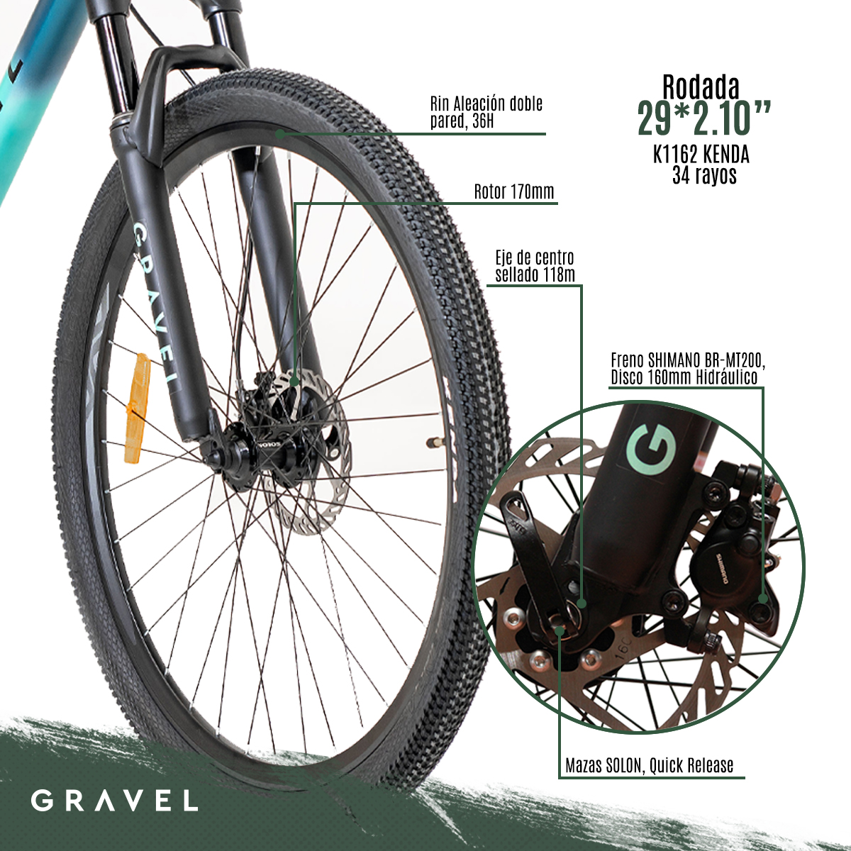 Foto 4 pulgar | Bicicleta de Montaña Gravel Andes C15