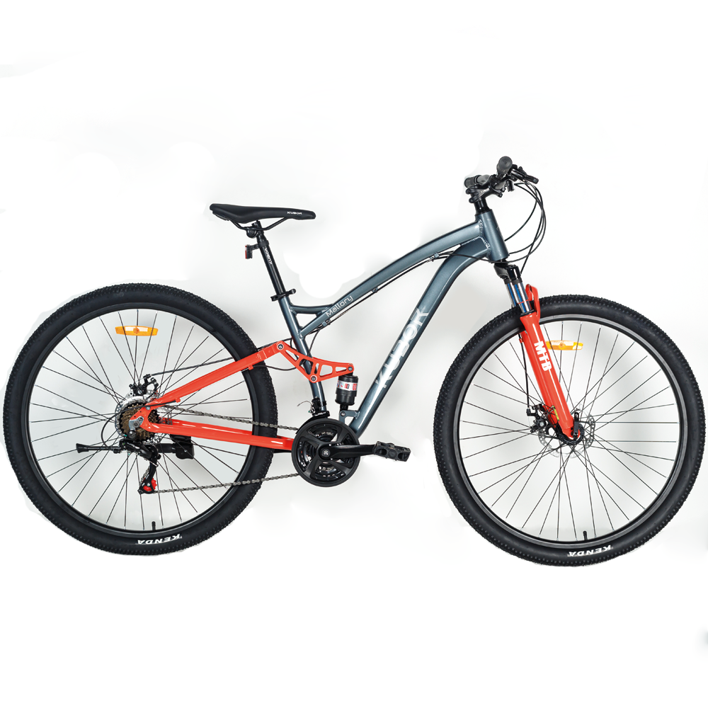 Bicicleta Kubor MTB Mallory R29 21V Frenos Disco Full Suspention Carbón/Naranja