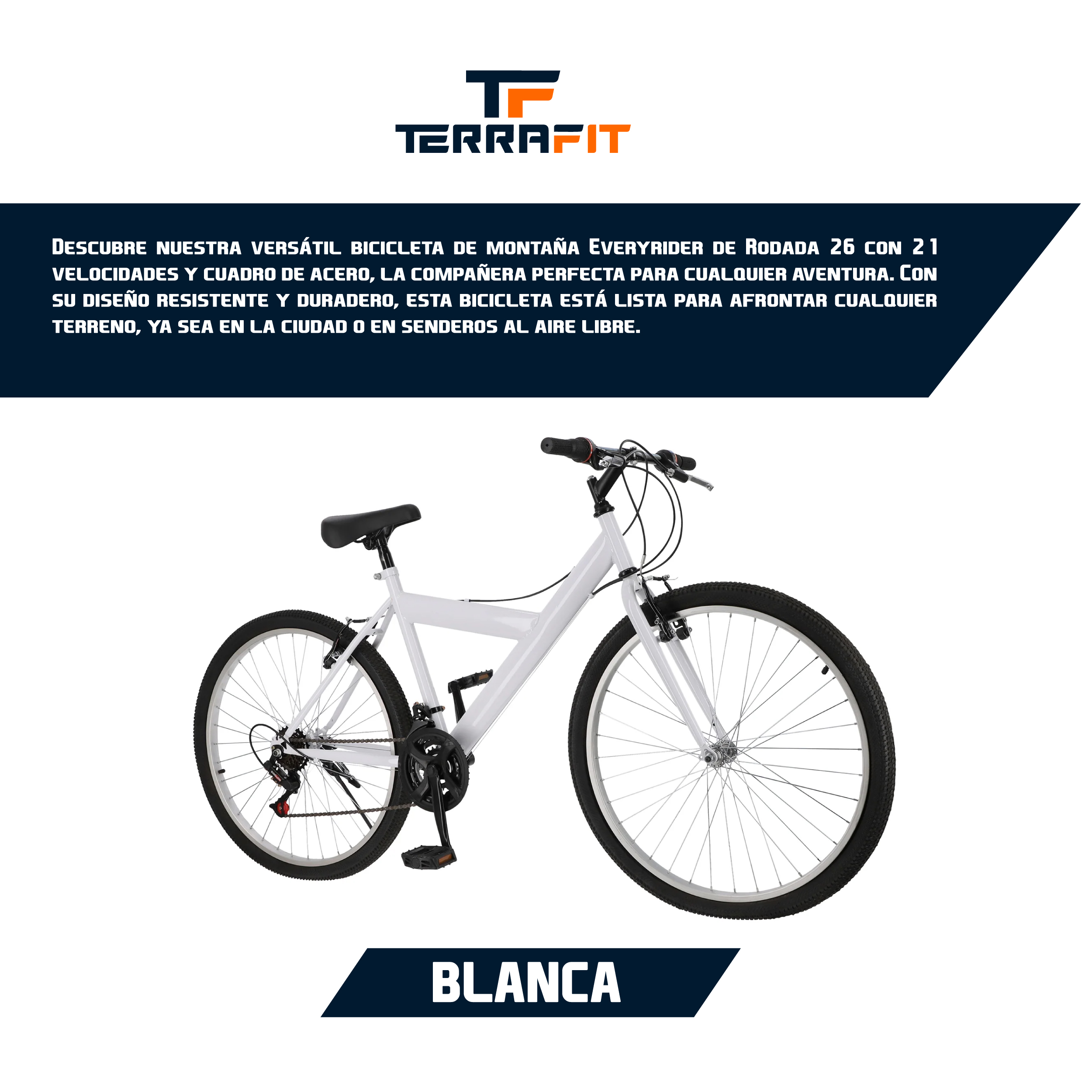 Foto 7 pulgar | Bicicleta de Montaña Terrafit Ecoride color Blanco R26 Acero Inoxidable 21V