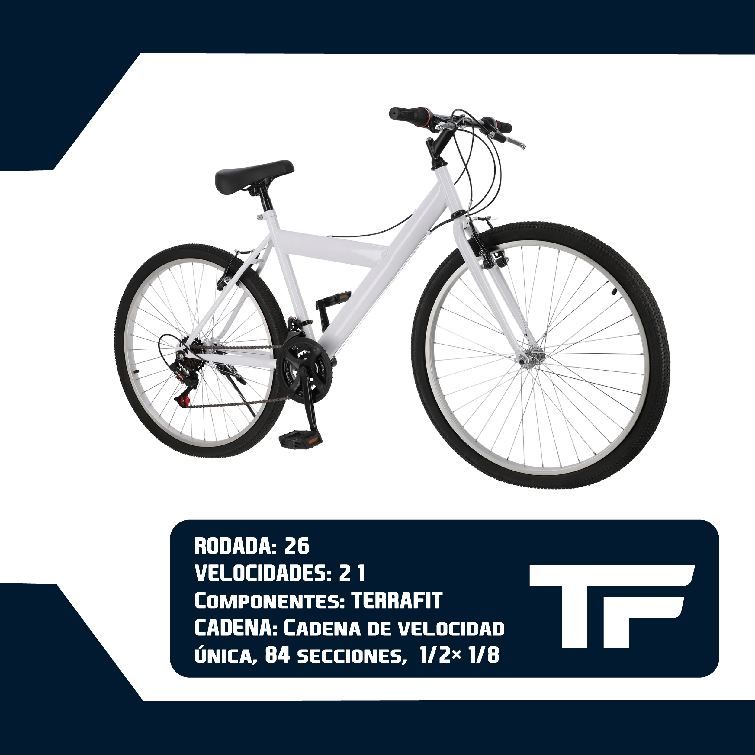 Foto 9 pulgar | Bicicleta de Montaña Terrafit Ecoride color Blanco R26 Acero Inoxidable 21V