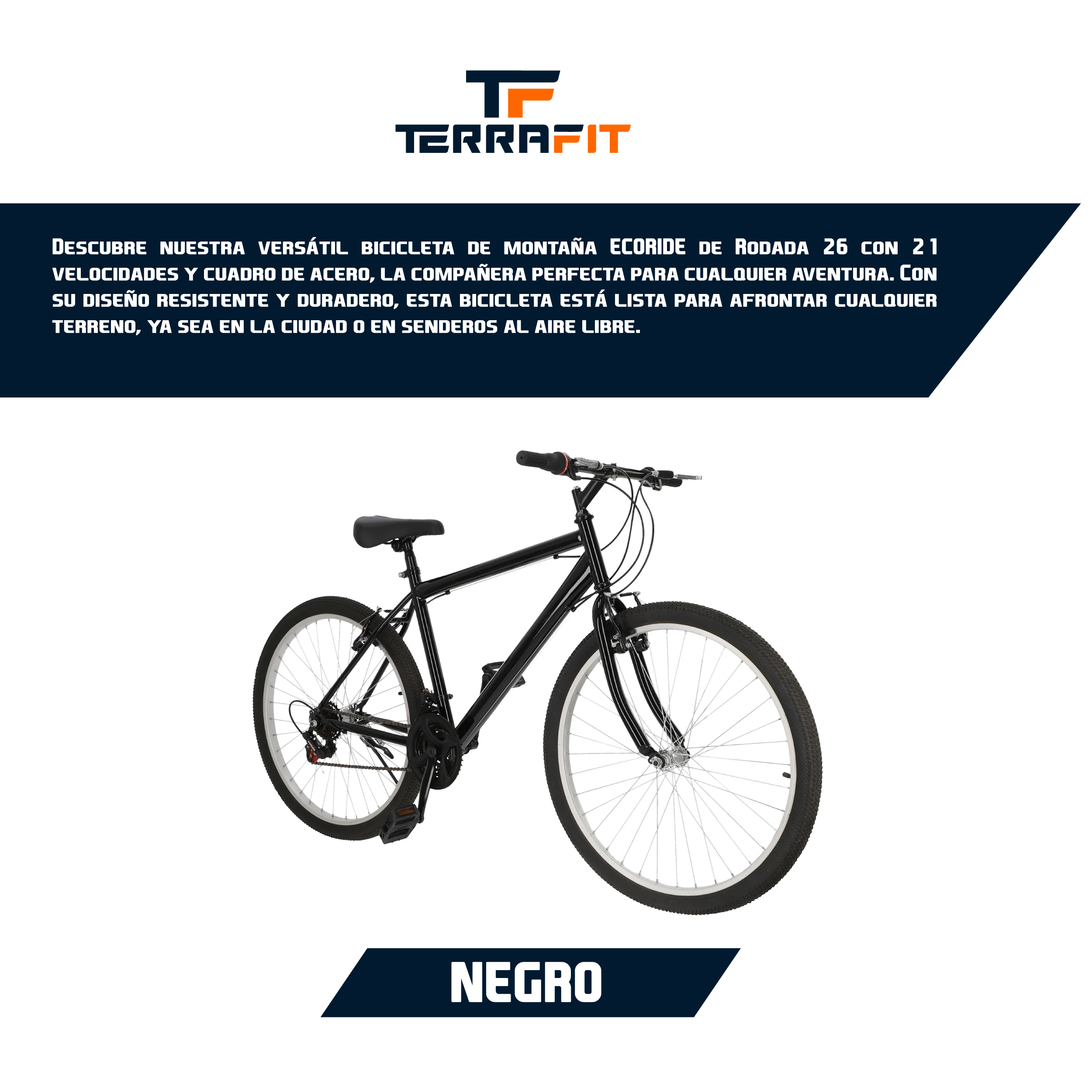 Foto 7 pulgar | Bicicleta de Montaña Terrafit Everyride color Negro R26 Acero Inoxidable 21V