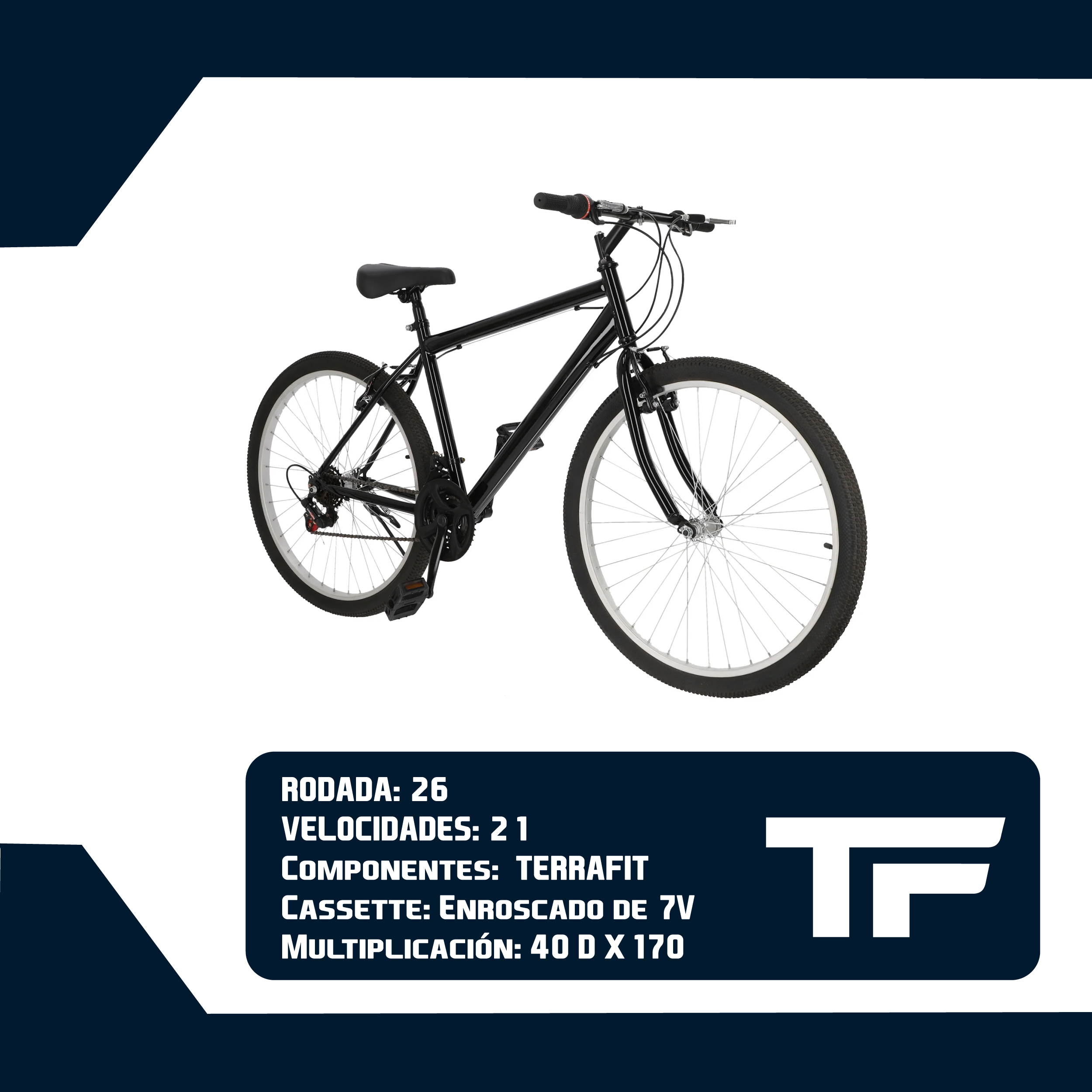 Foto 9 pulgar | Bicicleta de Montaña Terrafit Everyride color Negro R26 Acero Inoxidable 21V