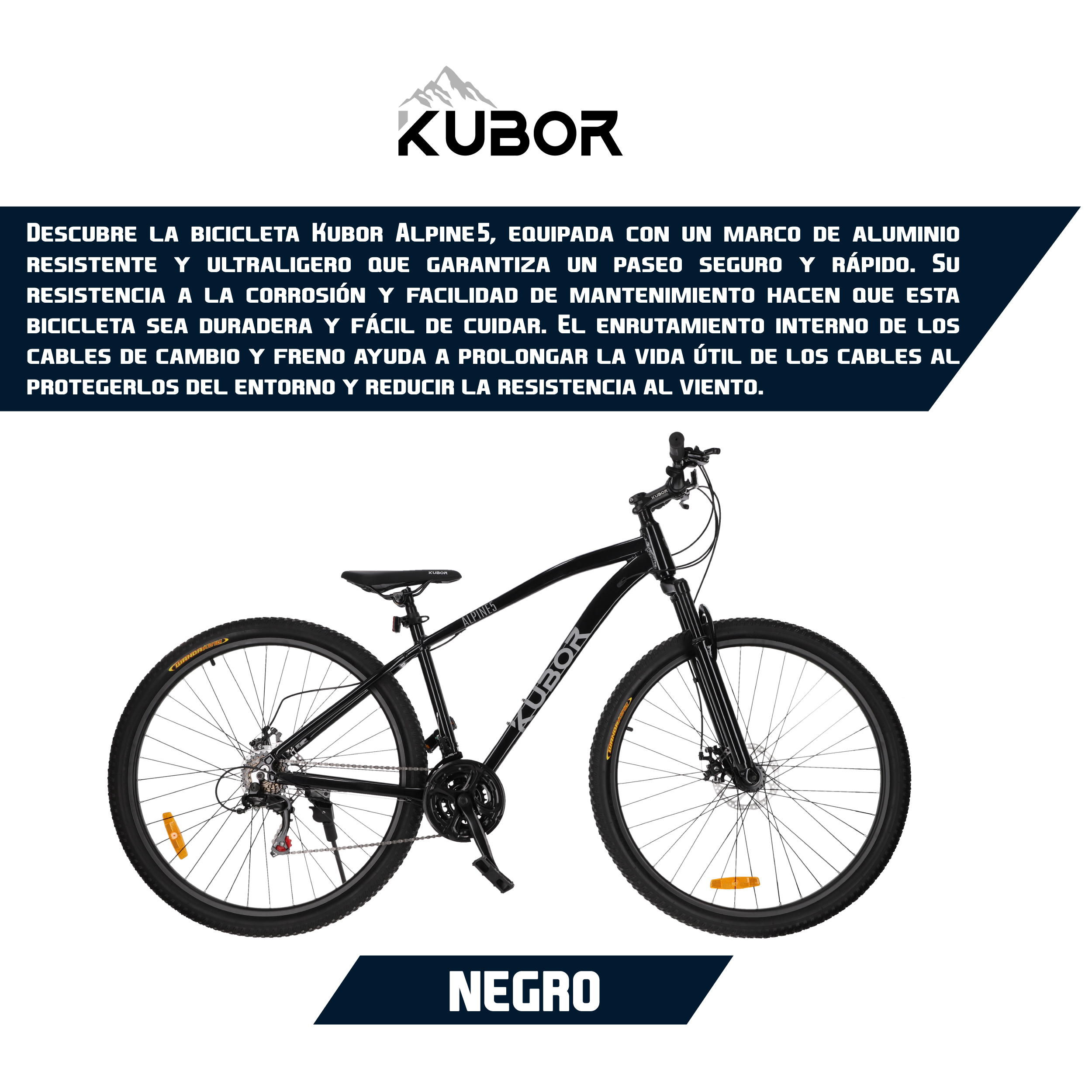 Foto 6 | Bicicleta De Montaña Kubor Alpine 5 color Negro R29 Aluminio 21V