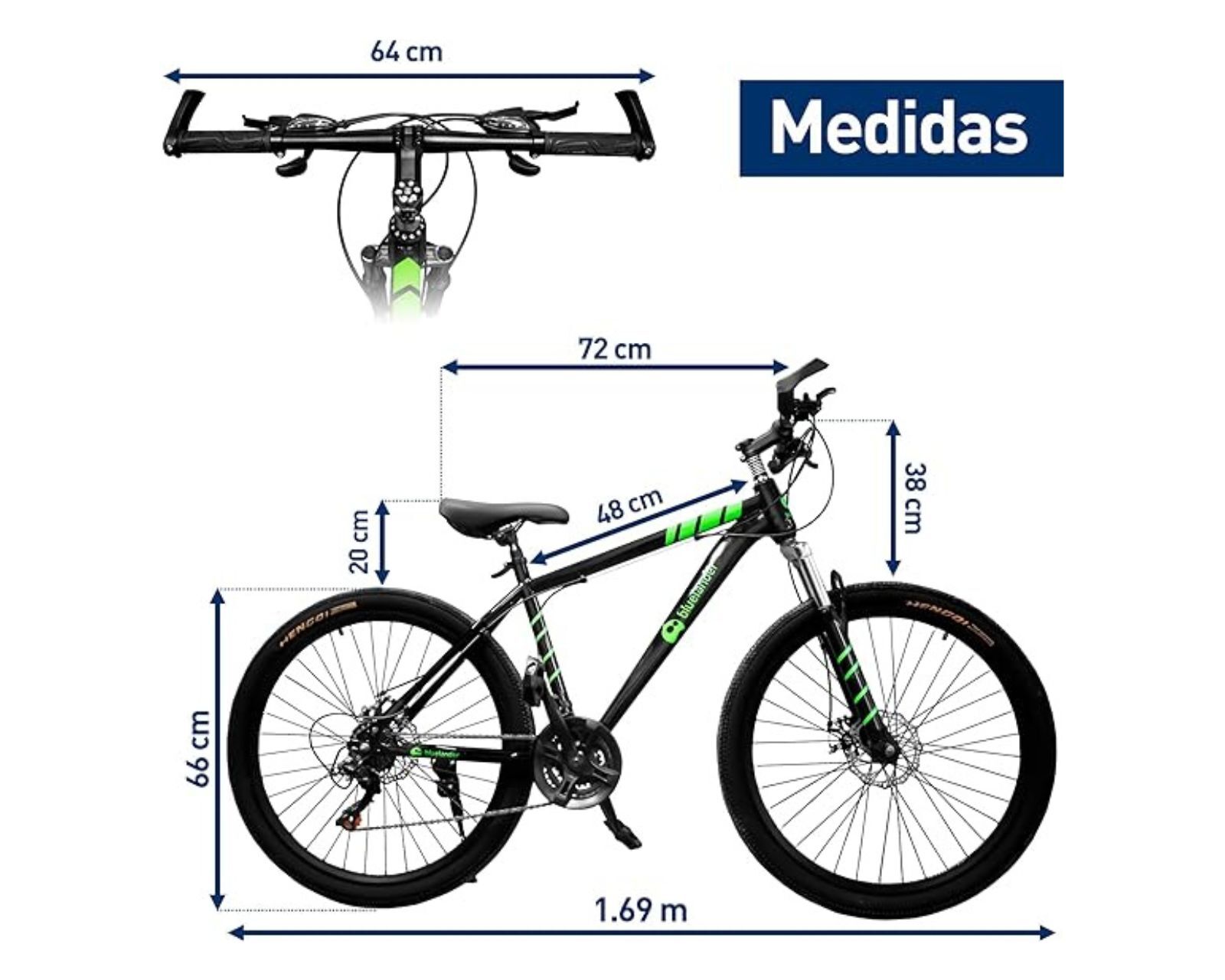 Foto 2 | Bicicleta de Montaña Bluelander Rodada 26 Marco y Estructura de Acero 21 Velocidades