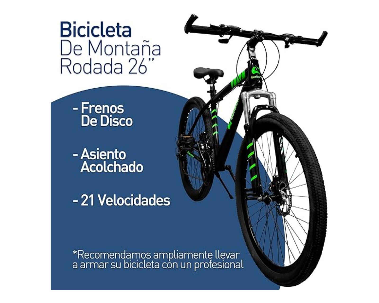 Foto 4 pulgar | Bicicleta de Montaña Bluelander Rodada 26 Marco y Estructura de Acero 21 Velocidades