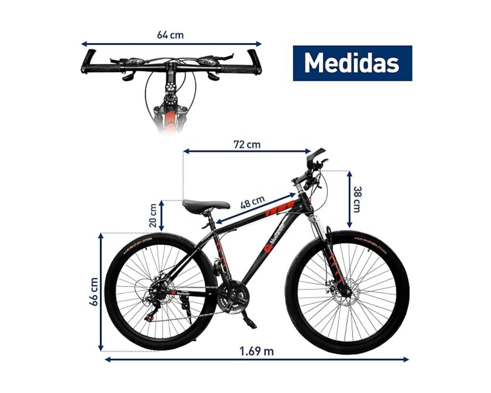 Foto 2 | Bicicleta de Montaña Bluelander Negro Rodada 26 Marco y Estructura de Acero 21 Velocidades