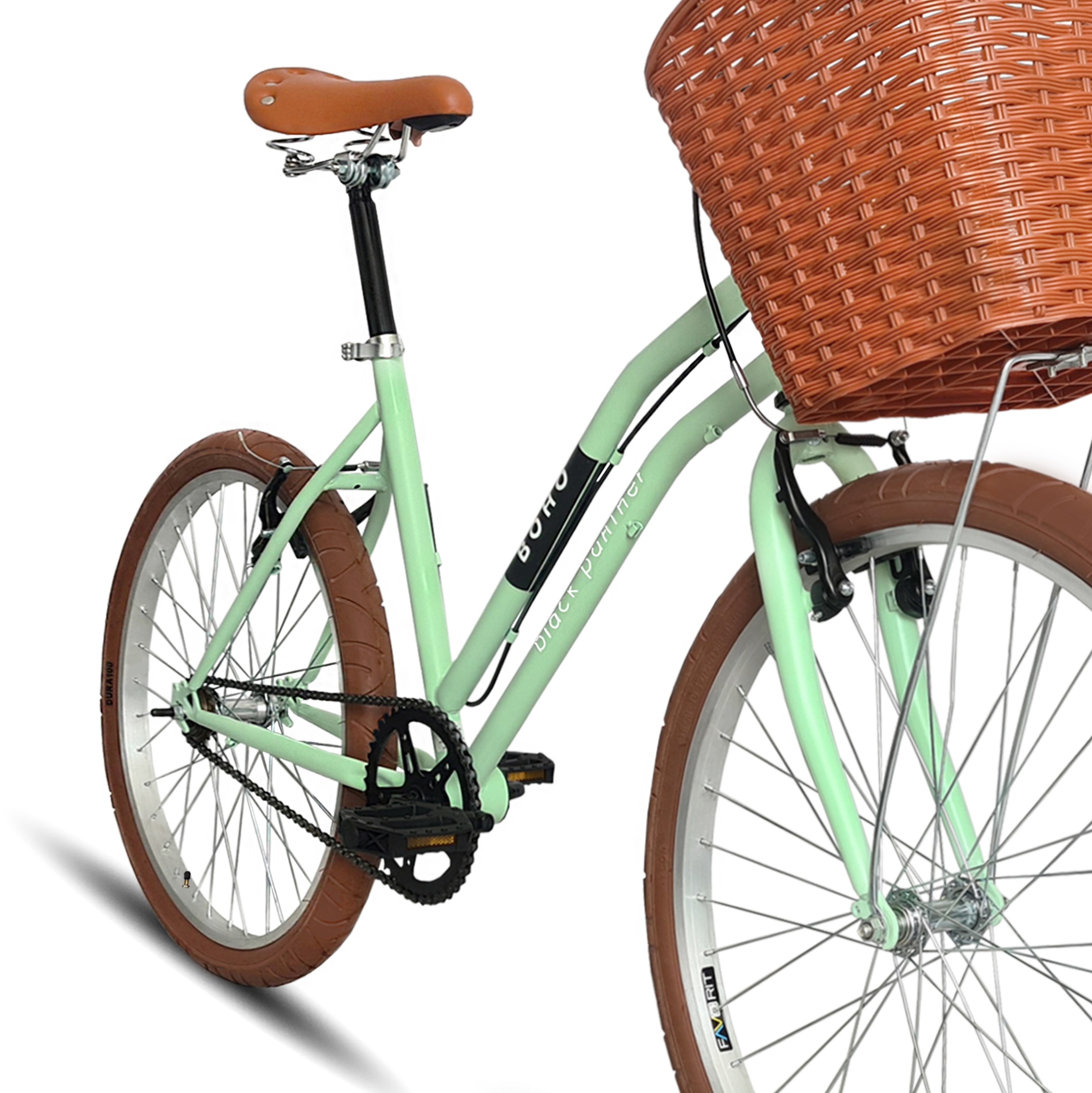 Foto 4 pulgar | Bicicleta Black Panther Boho Verde R24 con Canasta