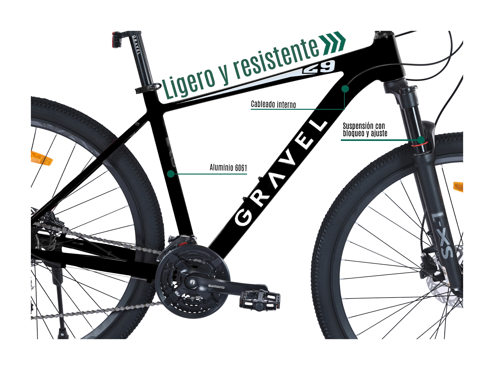 Foto 4 pulgar | Bicicleta Gravel Mtb Andes R29 24v Shimano Altus Aluminio Negra Tamaño del cuadro S
