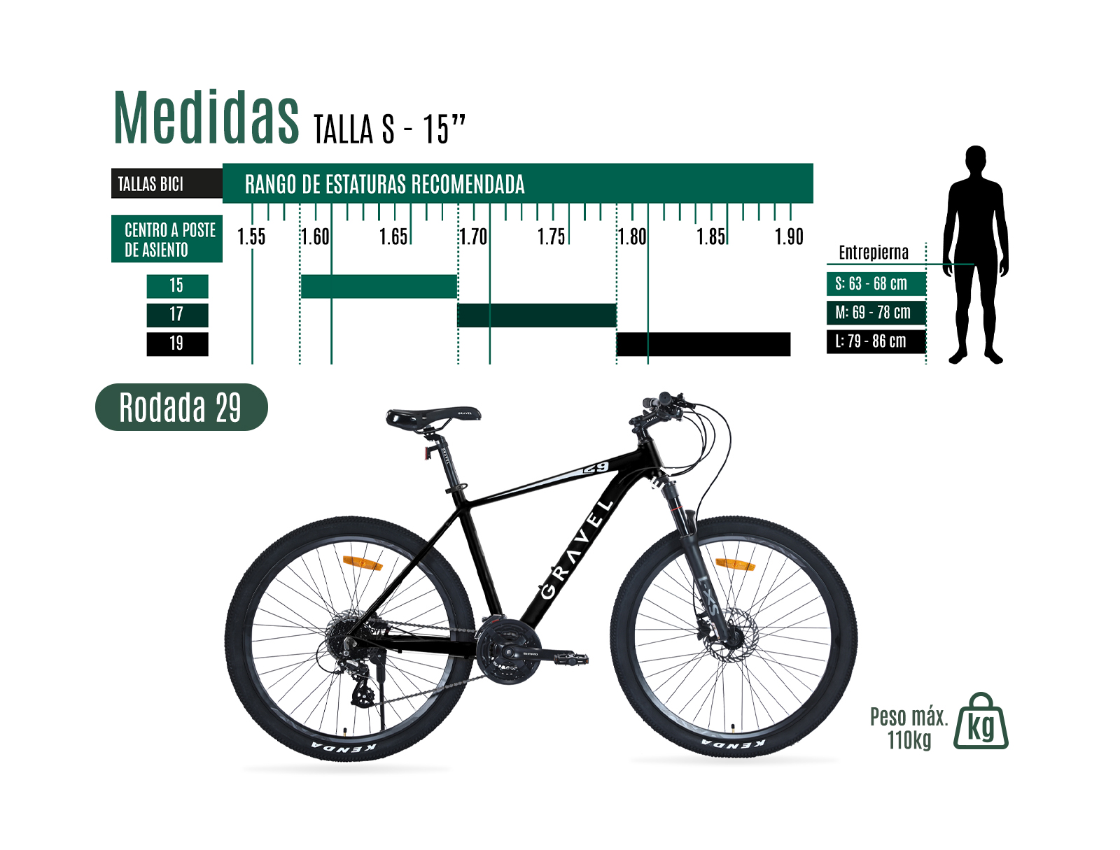 Foto 7 | Bicicleta Gravel Mtb Andes R29 24v Shimano Altus Aluminio Negra Tamaño del cuadro S