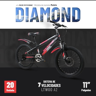 Foto 2 | Bicicleta de Montaña Infantil Rocatomic Diamond R20 7 Velocidades Roja