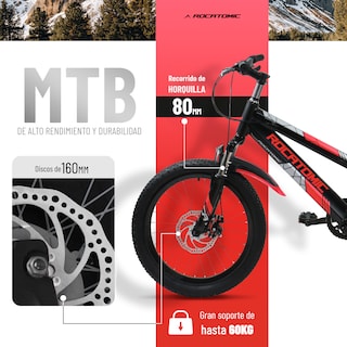 Foto 3 | Bicicleta de Montaña Infantil Rocatomic Diamond R20 7 Velocidades Roja