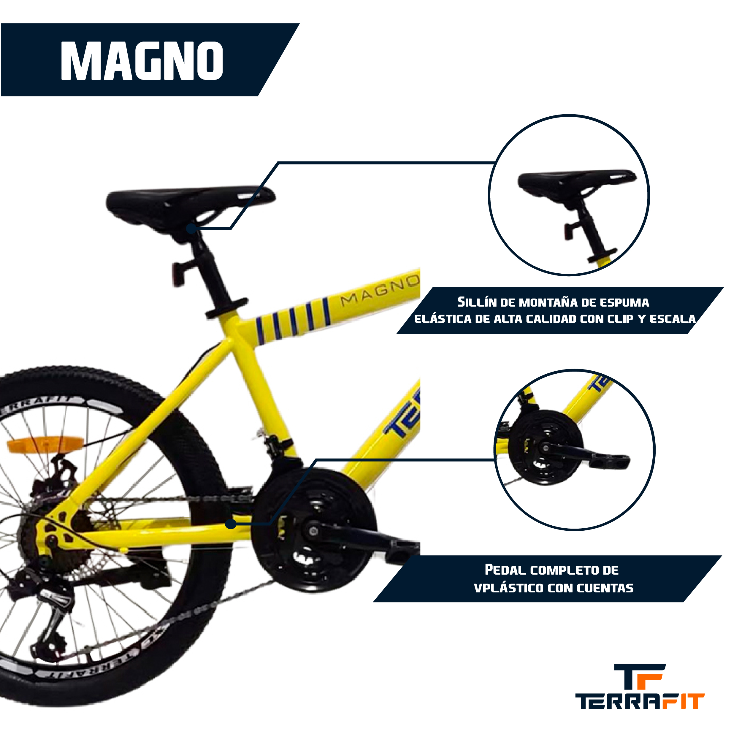 Foto 4 pulgar | Bicicleta Infantil Terrafit Magno R20 Acero Inoxidable 21v Color Amarillo