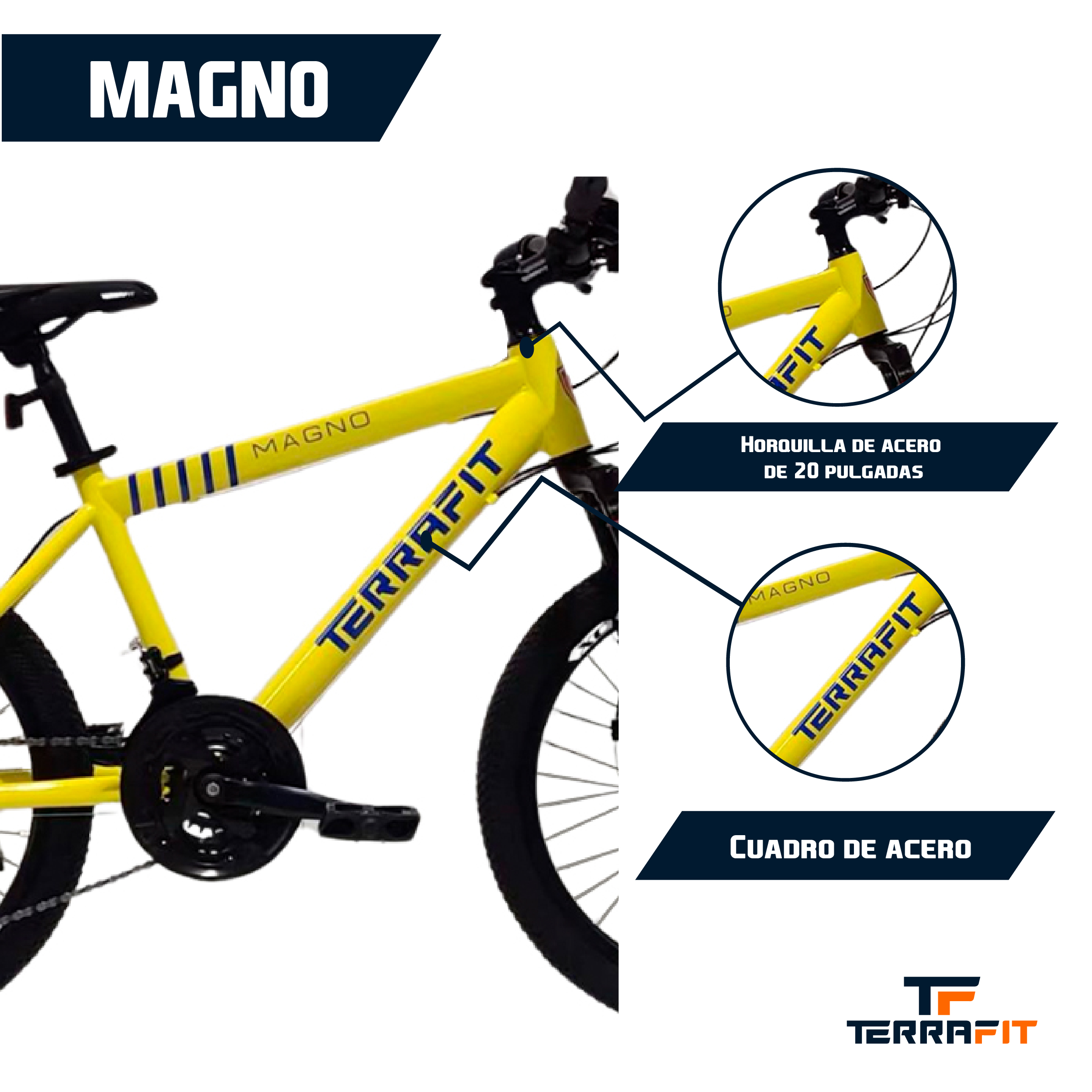 Foto 6 pulgar | Bicicleta Infantil Terrafit Magno R20 Acero Inoxidable 21v Color Amarillo