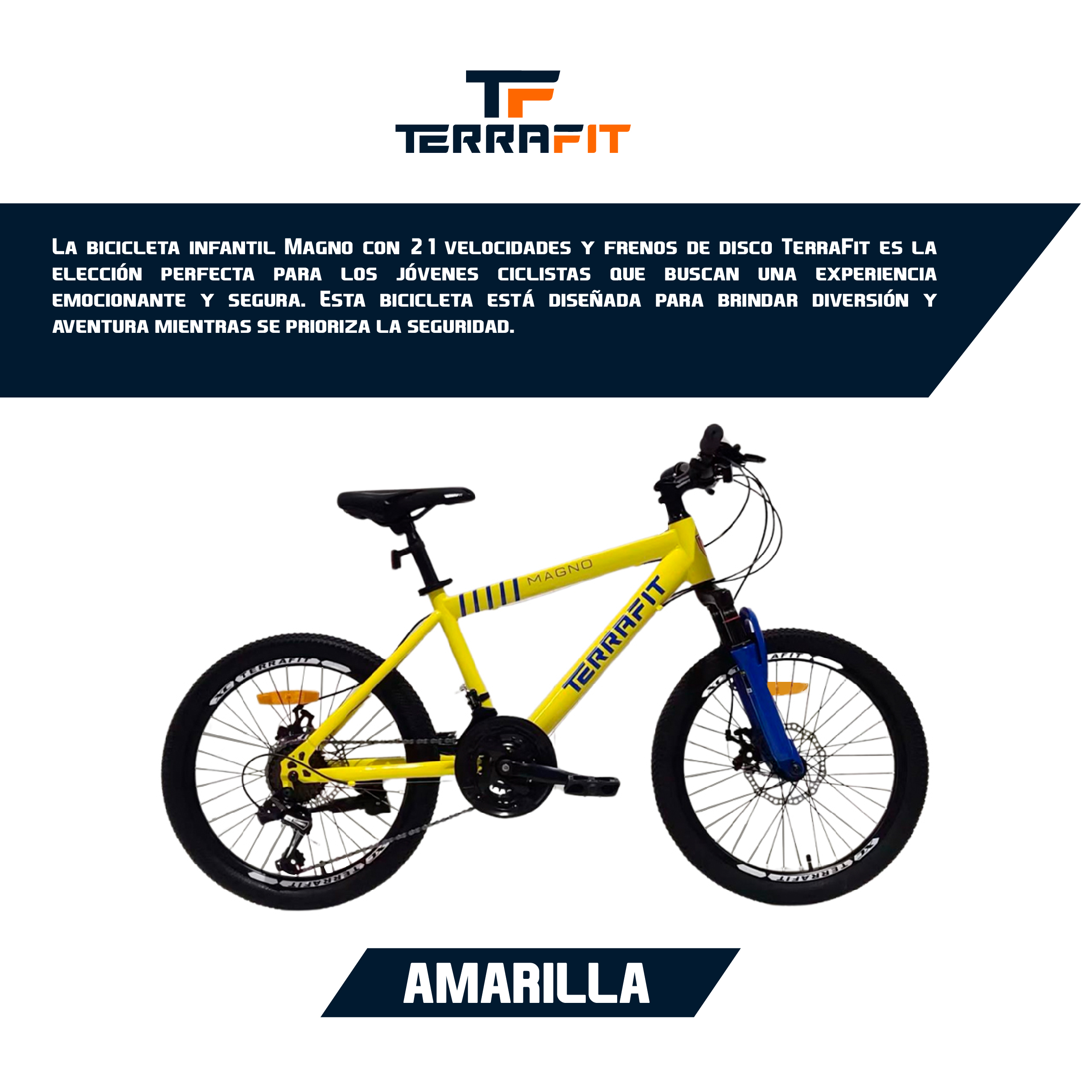 Foto 7 pulgar | Bicicleta Infantil Terrafit Magno R20 Acero Inoxidable 21v Color Amarillo