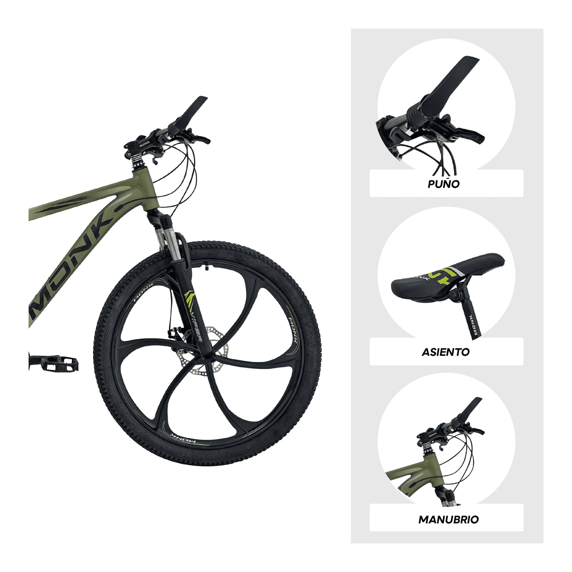 Foto 4 | Bicicleta De Montaña Monk Viper R26 21 Velocidades Verde