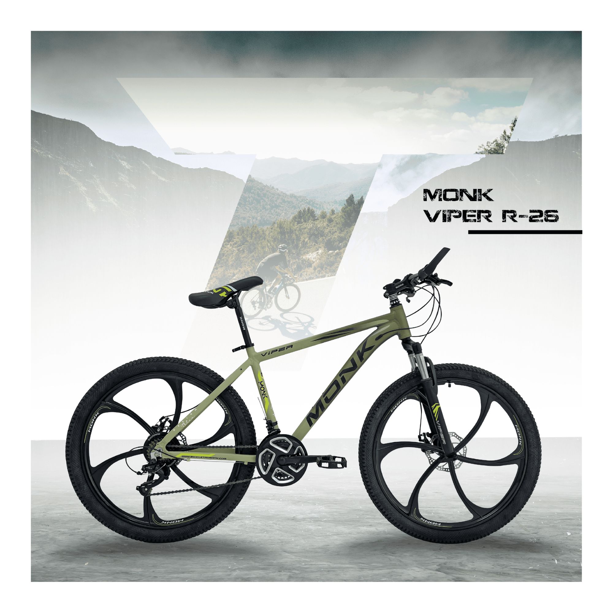 Foto 7 pulgar | Bicicleta De Montaña Monk Viper R26 21 Velocidades Verde