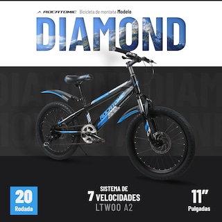 Foto 2 | Rocatomic Bicicleta De Montaña Infantil Diamond R20 7 Velocidades Color Azul