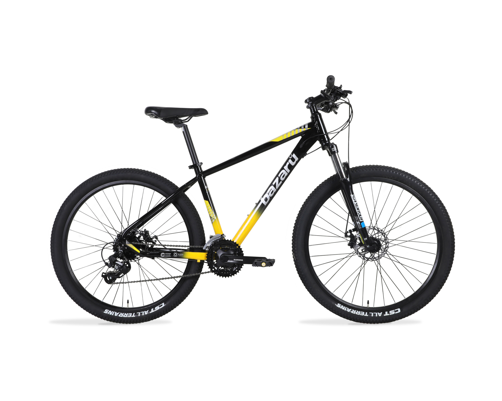 Bicicleta De Montaña Rodada 27.5 Todo Terreno 24 Velocidades Cuadro De Aluminio 27.5'' Freno Kak-7 Bazaru Color Amarill