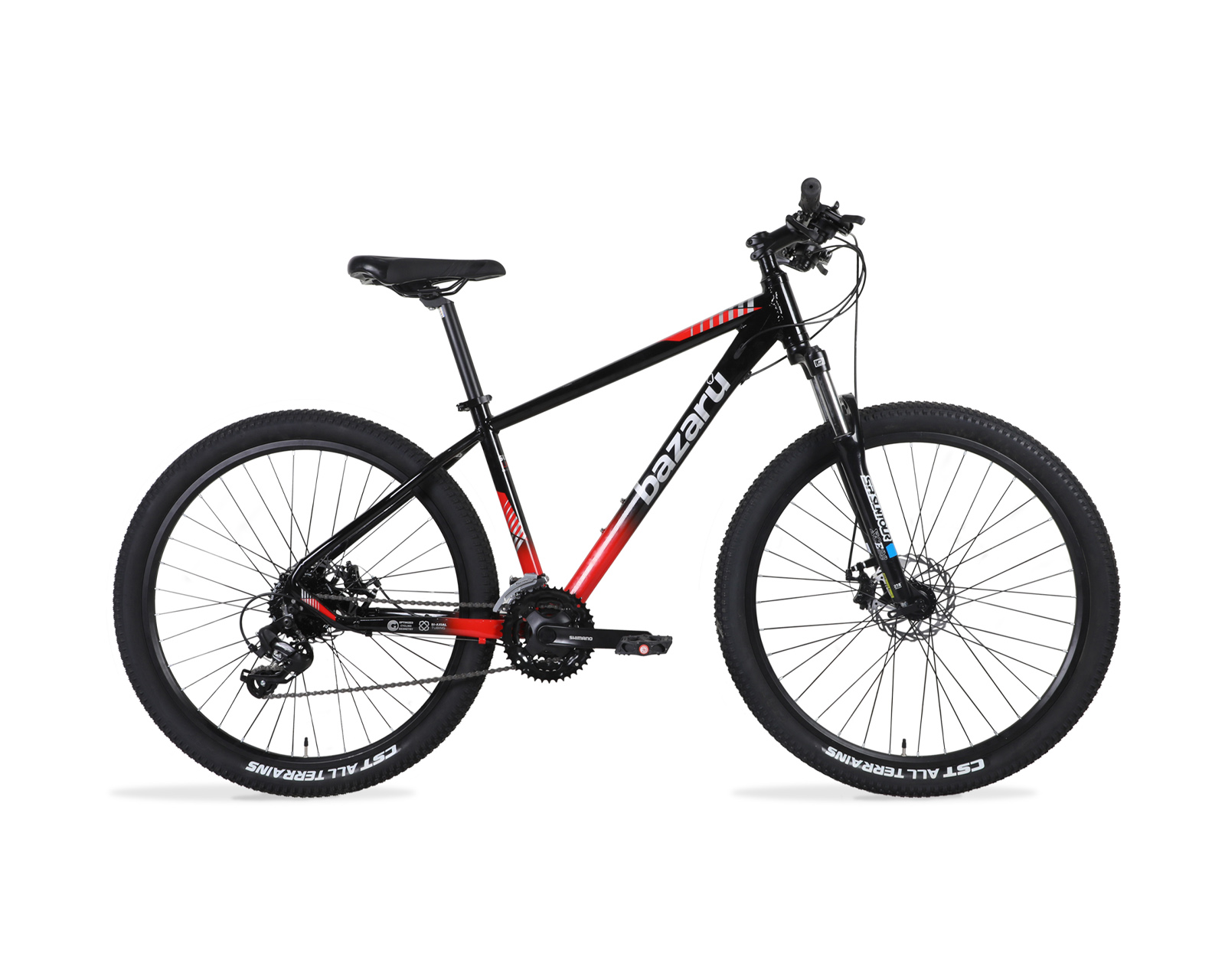 Bicicleta De Montaña Rodada 27.5 Todo Terreno 24 Velocidades Cuadro De Aluminio 27.5'' Freno Kak-7 Bazaru Color Rojo