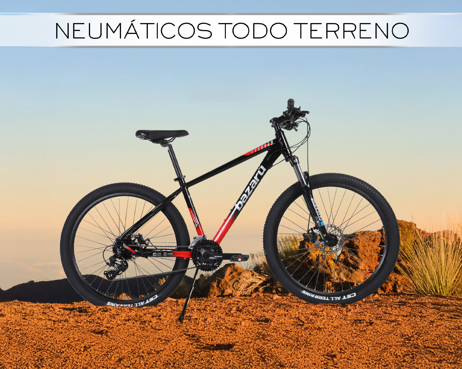 Foto 5 | Bicicleta De Montaña Rodada 27.5 Todo Terreno 24 Velocidades Cuadro De Aluminio 27.5'' Freno Kak-7 Bazaru Color Rojo