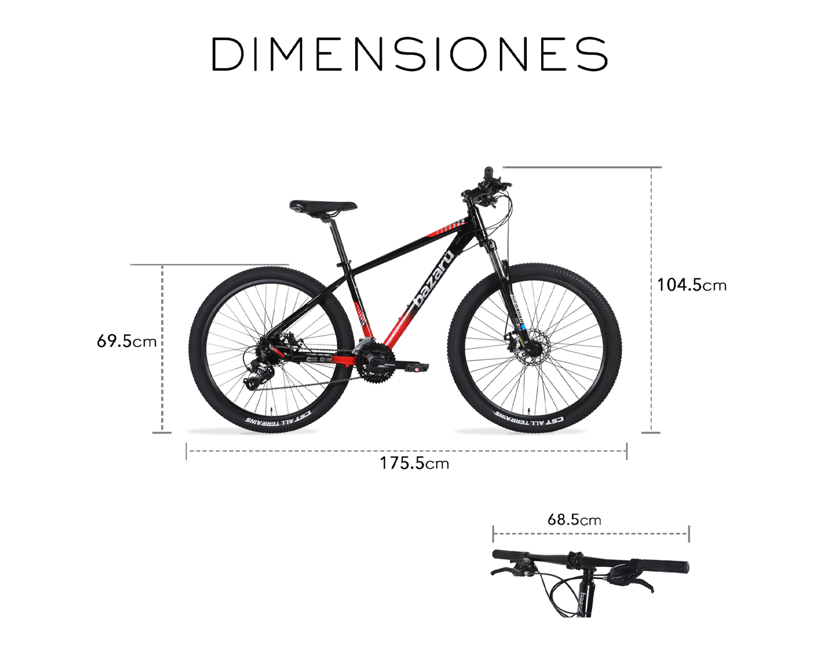 Foto 8 | Bicicleta De Montaña Rodada 27.5 Todo Terreno 24 Velocidades Cuadro De Aluminio 27.5'' Freno Kak-7 Bazaru Color Rojo