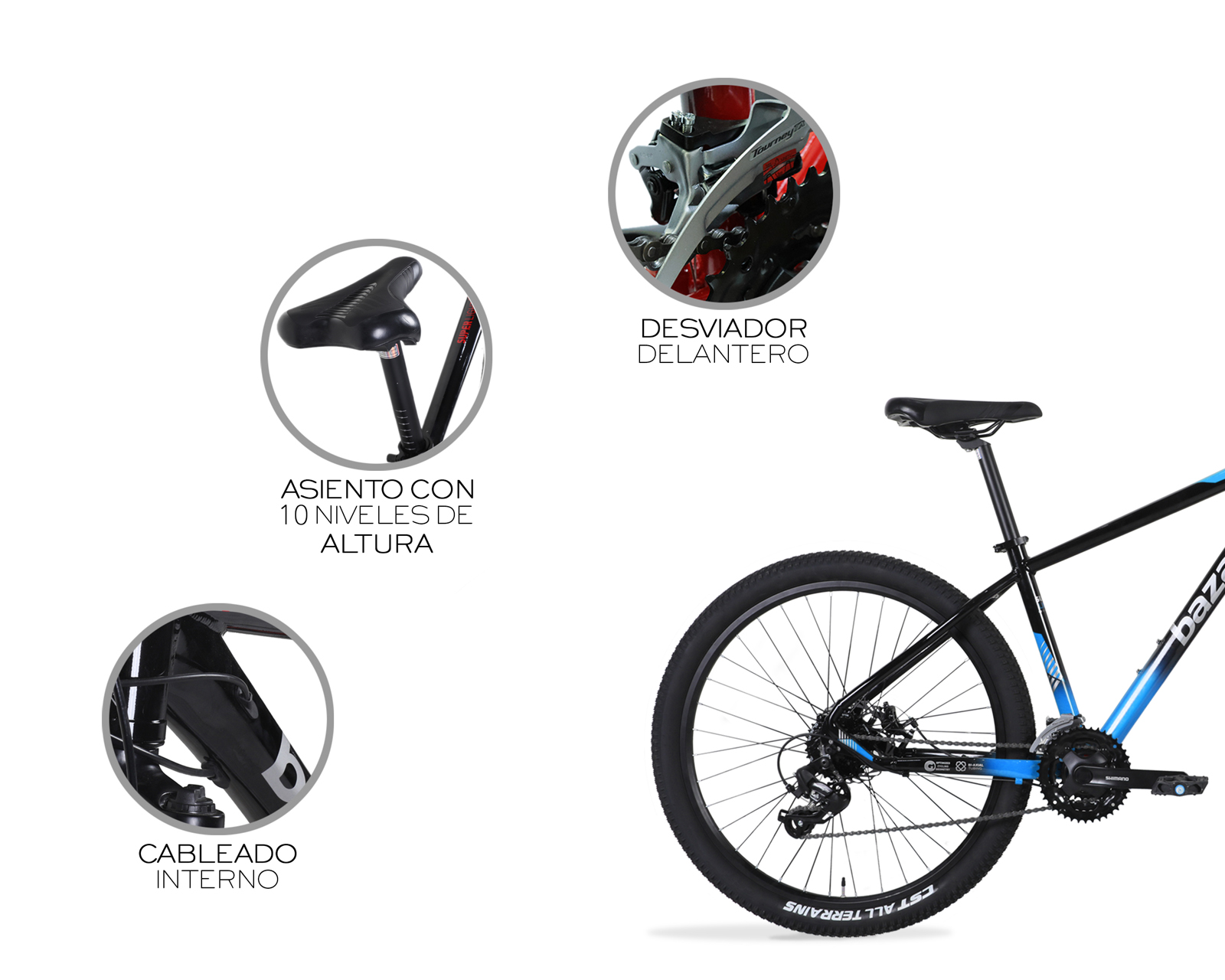 Foto 5 | Bicicleta De Montaña Rodada 27.5 Todo Terreno 24 Velocidades Cuadro De Aluminio 27.5'' Freno Kak-7 Bazaru Color Azul