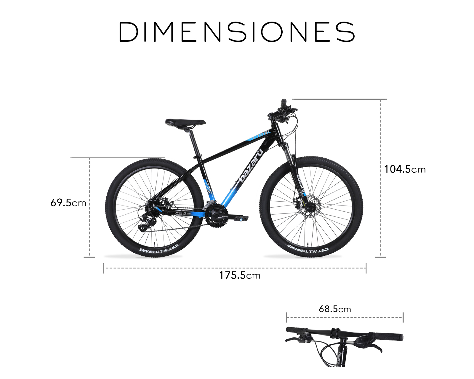 Foto 8 | Bicicleta De Montaña Rodada 27.5 Todo Terreno 24 Velocidades Cuadro De Aluminio 27.5'' Freno Kak-7 Bazaru Color Azul