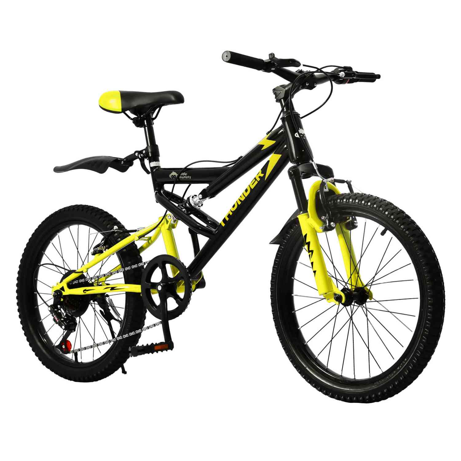 Bicicleta Montaña Infantil Niños R20 7 Vel Doble Suspension Amarillo