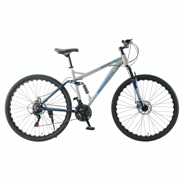 Bicicleta De Montaña Spider Doble Suspension R29 21v Gris/azul