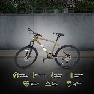 Foto 2 | Bicicleta de Montaña Bywell Rodada 26″ de 24 Velocidades Café