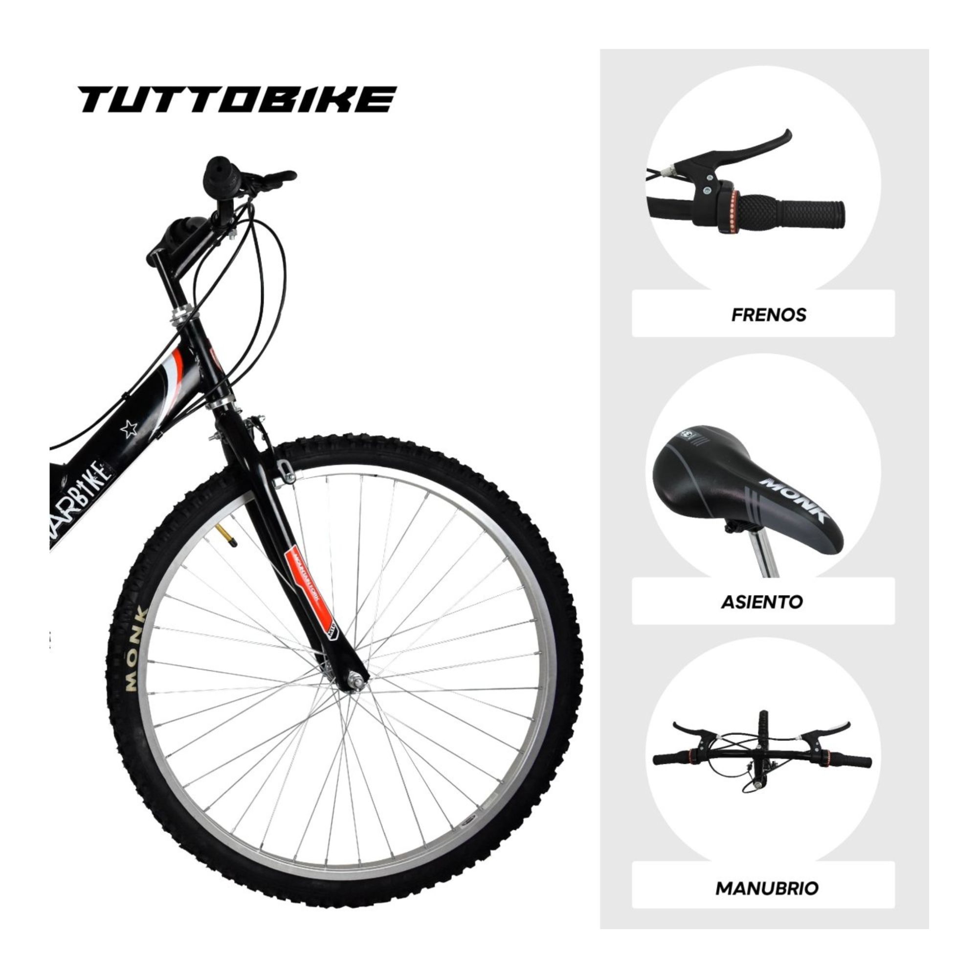 Foto 5 pulgar | Bicicleta De Montaña Monk Starbike R26 Negro