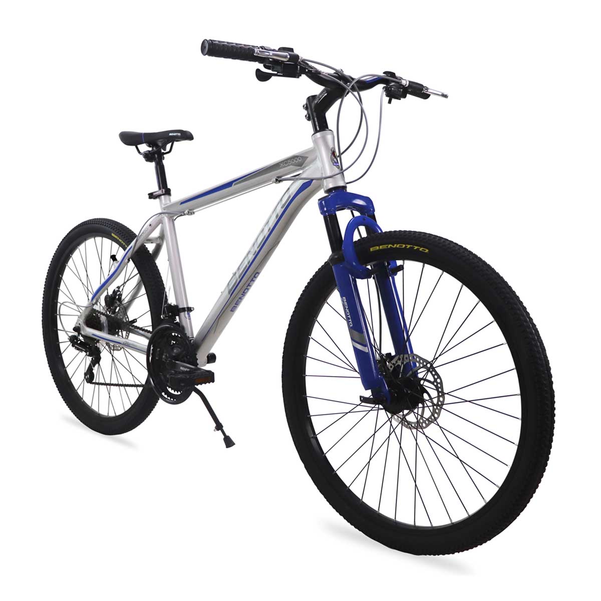 Foto 2 pulgar | Bicicleta Benotto Montaña Xc-5000 R26 21v. Fs Frenos Doble Disco Mecanico Aluminio Plata/azul Talla:ll