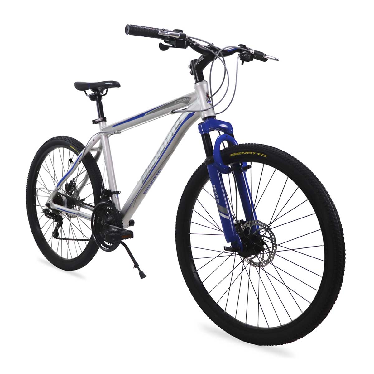 Bicicleta Benotto Montaña Xc-5000 R26 21v. Fs Frenos Doble Disco Mecanico Aluminio Plata/azul Talla:ll