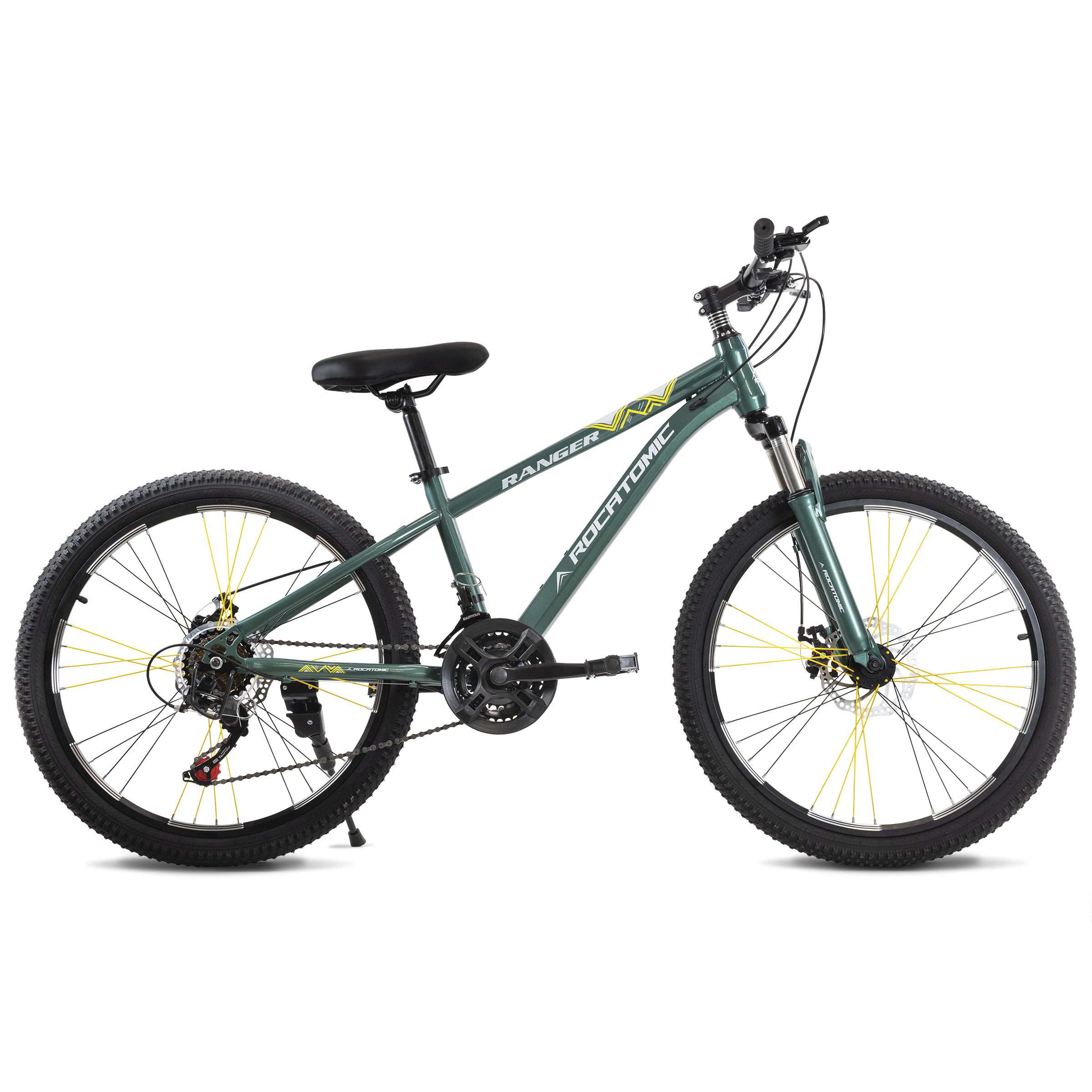 Foto 2 pulgar | Bicicleta Ranger Rocatomic Rodada 24 21 Velocidades Frenos Disco Mecánico Cuadro 13” Suspensión Delantera  Verde