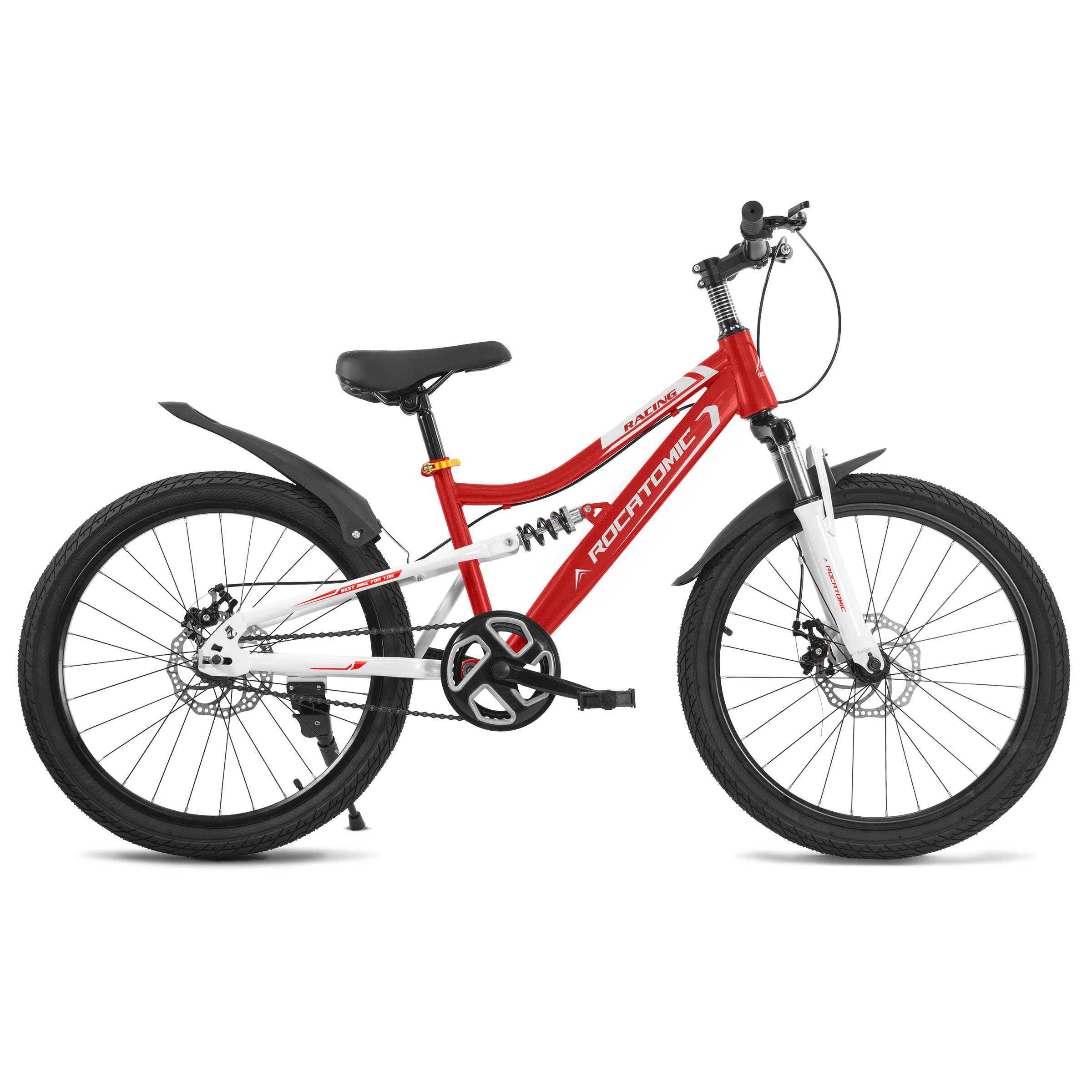 Rocatomic | Bicicleta Racing | Rodada 22 | Cuadro 12” | Doble Suspensión | Bicicleta De Montaña (Rojo)