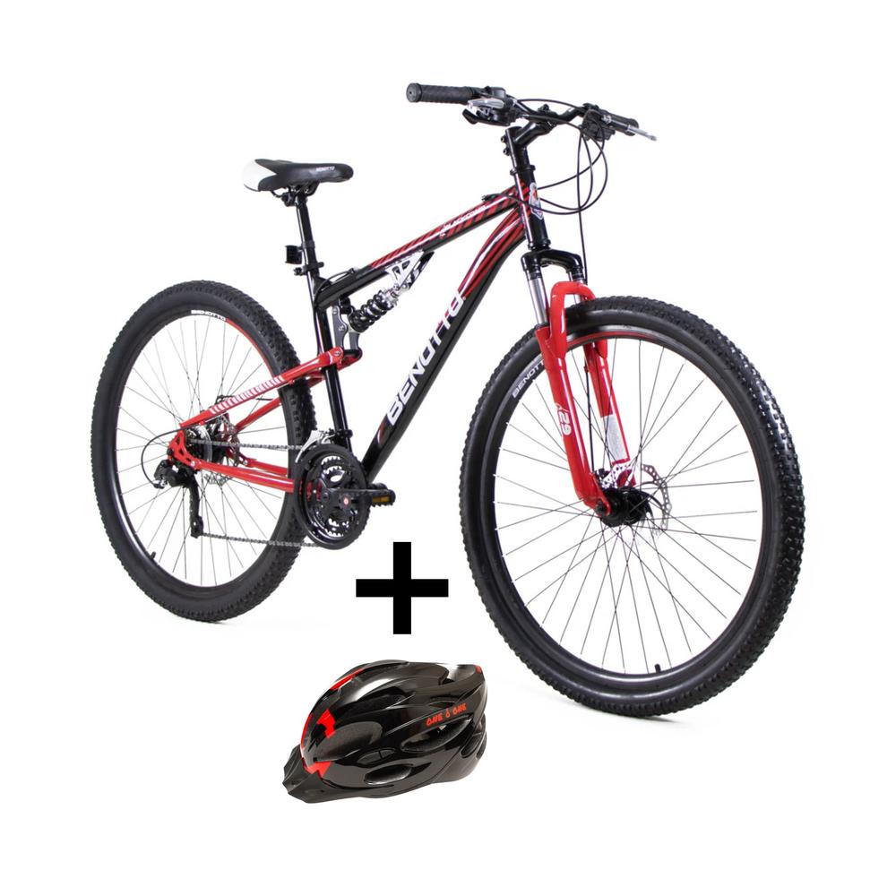 Combo Bicicleta Benotto Blackcomb R29 Con Casco Negro/rojo