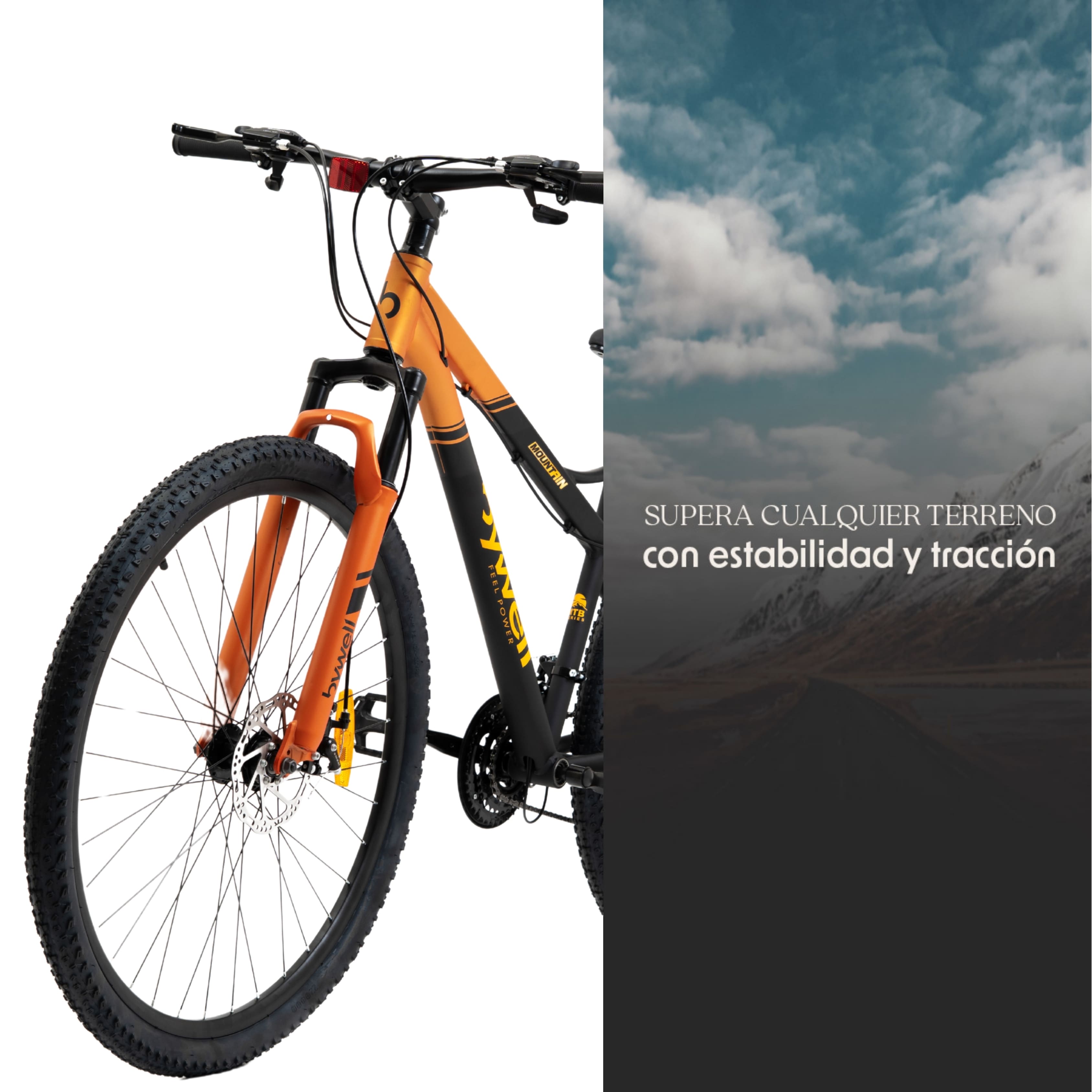 Foto 7 | Bicicleta de Montaña Bywell Shimano Velocidad 21 Rodada 29 Naranja y Negro