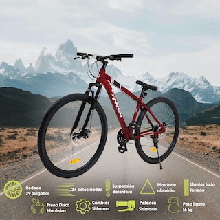 Foto 3 | Bicicleta de Montaña Bywell Shimano Velocidad 24 Rodada 29 Vino