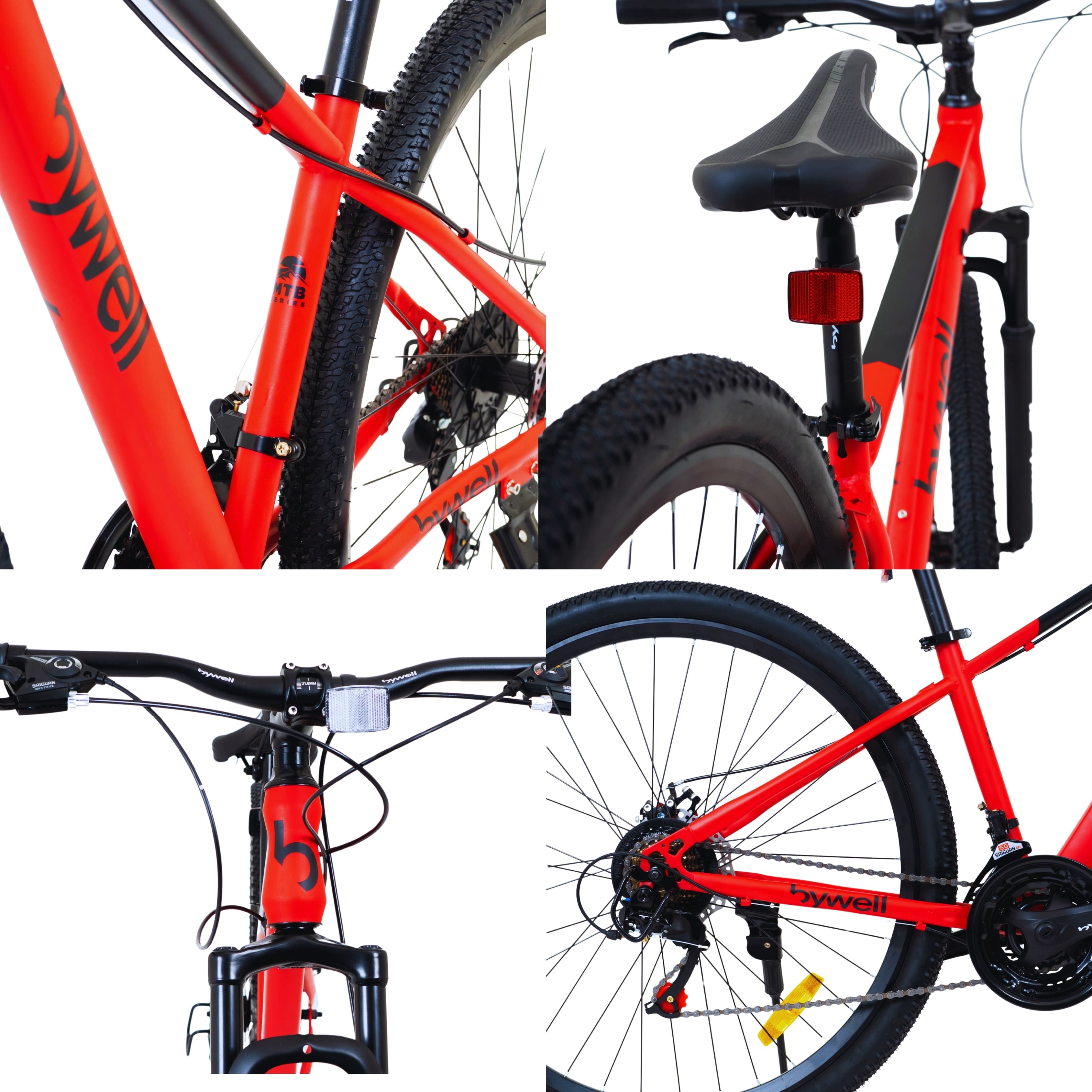 Foto 5 pulgar | Bicicleta de Montaña Bywell Velocidad 21 Aluminio Rodada 29 Roja