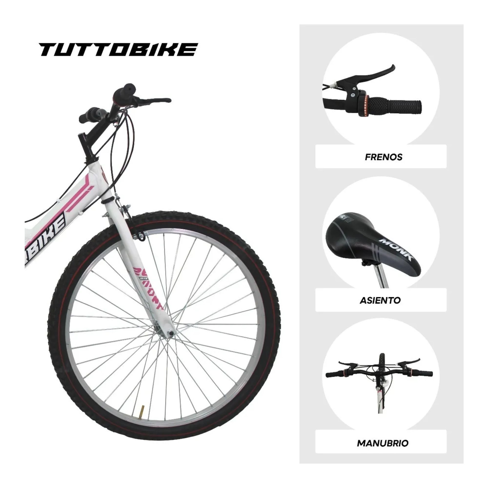 Foto 5 pulgar | Bicicleta De Montaña Monk Starbike 2.1  R26 Blanca Rosa