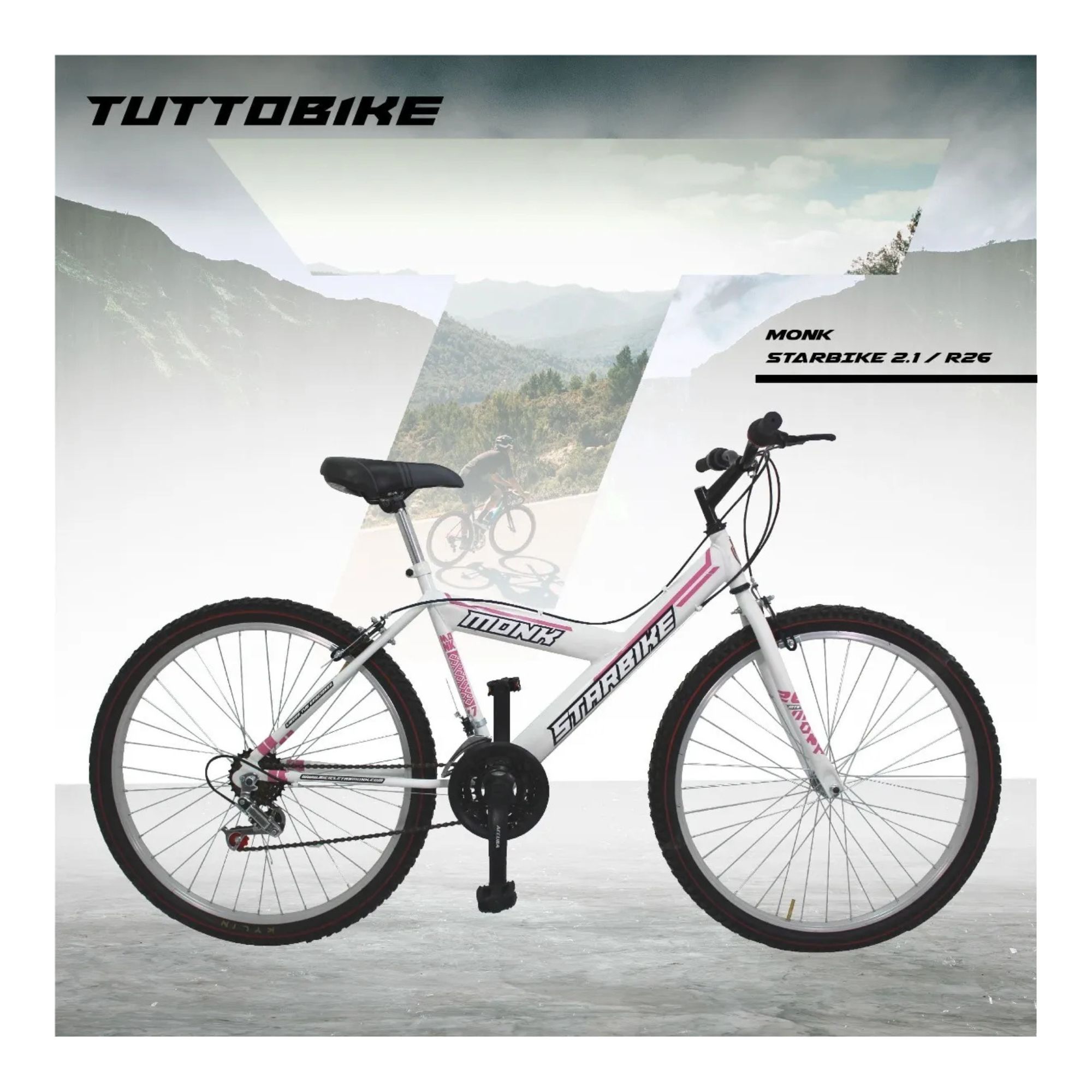 Foto 7 pulgar | Bicicleta De Montaña Monk Starbike 2.1  R26 Blanca Rosa