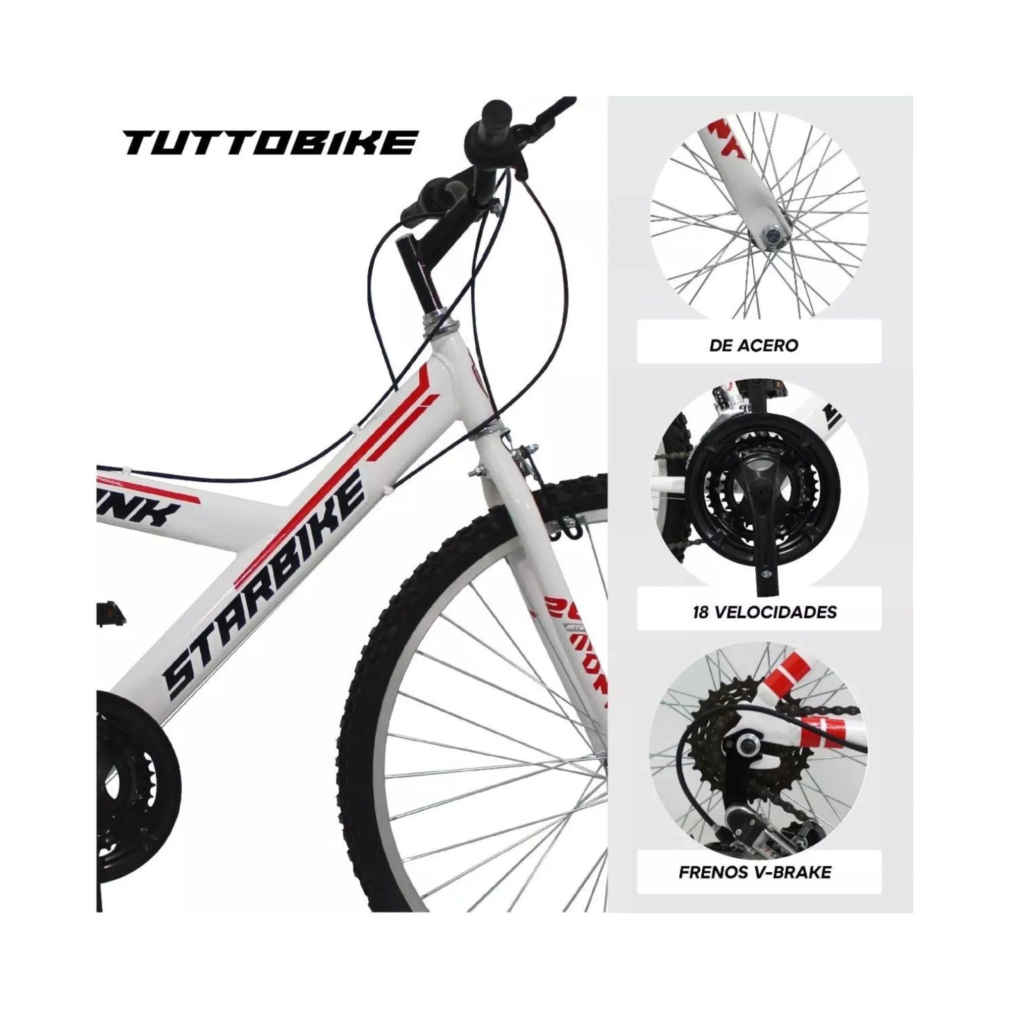 Foto 4 pulgar | Bicicleta De Montaña Monk Starbike 2.1  R26 Blanca Roja