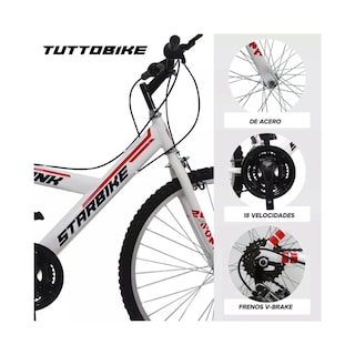 Foto 3 | Bicicleta De Montaña Monk Starbike 2.1 R26 Blanca Roja