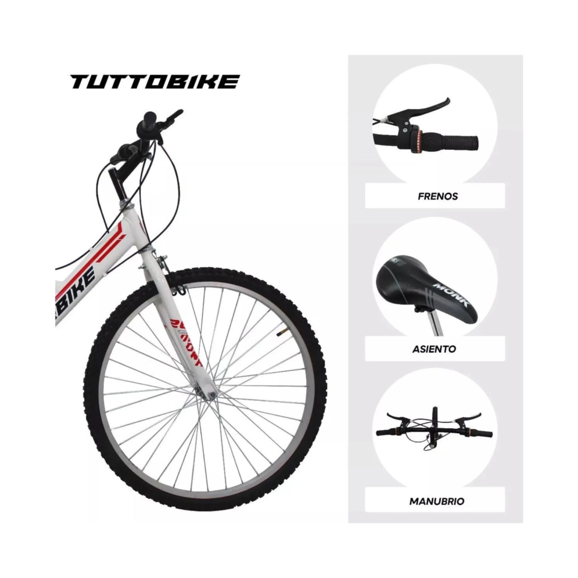 Foto 5 pulgar | Bicicleta De Montaña Monk Starbike 2.1  R26 Blanca Roja